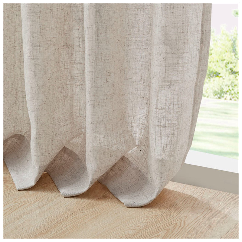 Natural Linen Blend Light Filtering Curtain Panel Pair