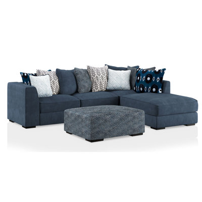 Aneel Upholstered 119 " Microfiber / Microsuede L-Shaped Seating Component with Ottoman