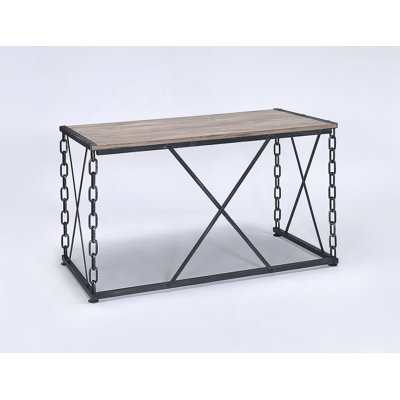 Bureau en chêne rustique et finition noire antique