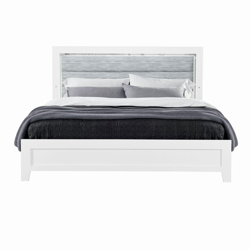 Lit Omoda avec DEL, Lit simple, Blanc