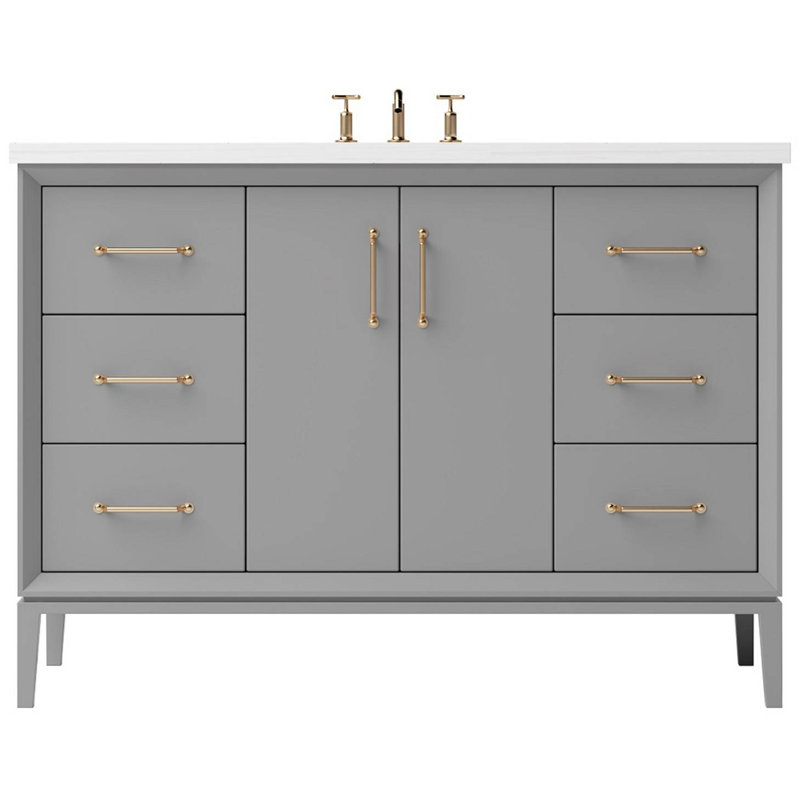 Alexandra Single Extra Wide Bath Vanity, Platinum Gray, 54", Satin Gold