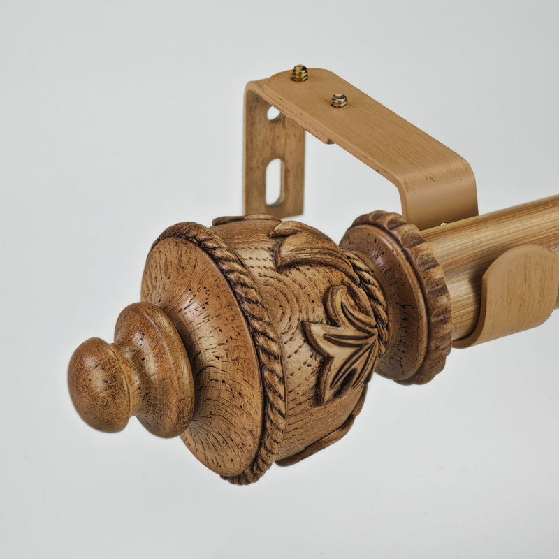 Ensemble de tringle à rideaux simple réglable de 1,125 po de diamètre, 72" - 144", Naturel