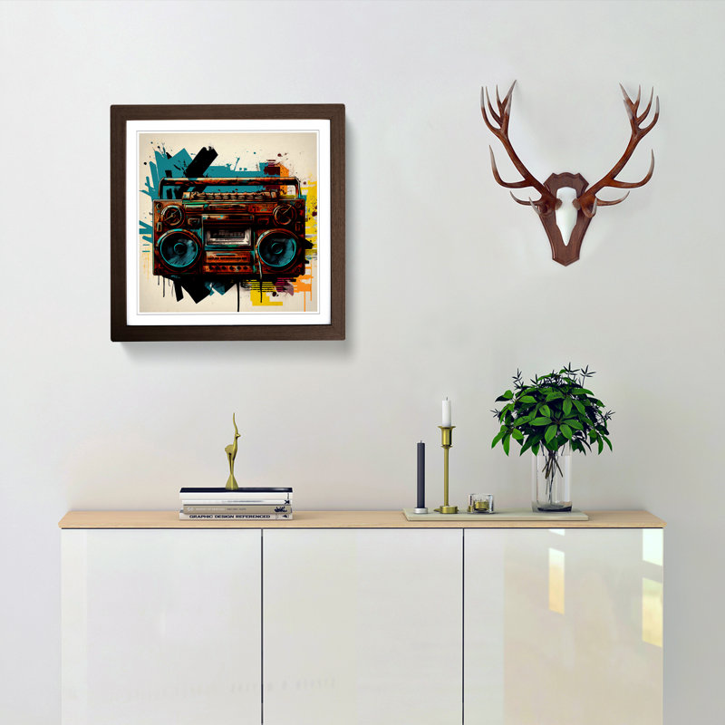 Boombox Abstract Art - Framed Print, Walnut