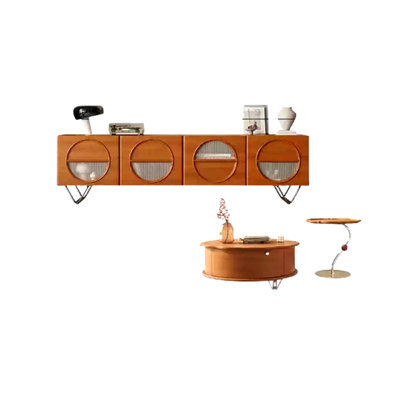 Wood & Glass Accent TV Stand & Coffee Table Set