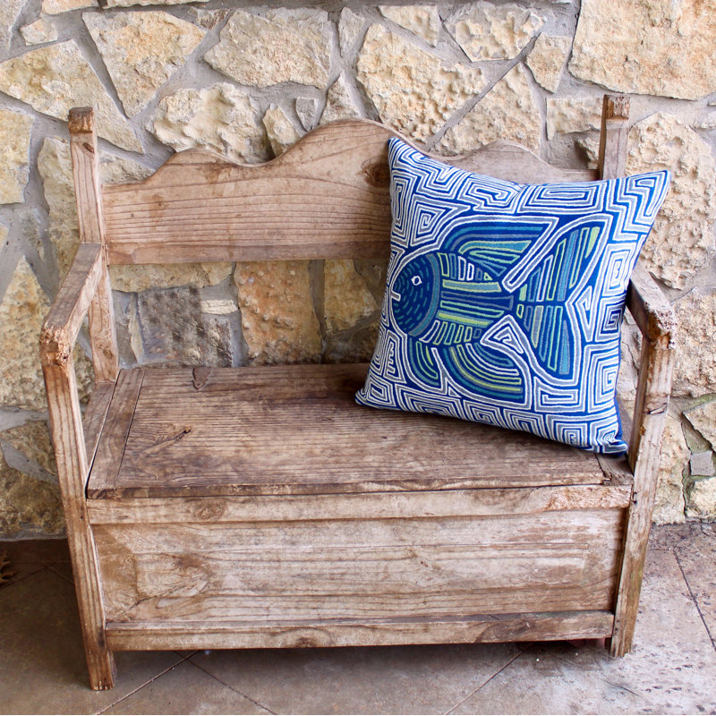 Sallie Duncan Designs Square Indoor/Outdoor Pillow Cover & Insert, Blue/Gray/Lime Green