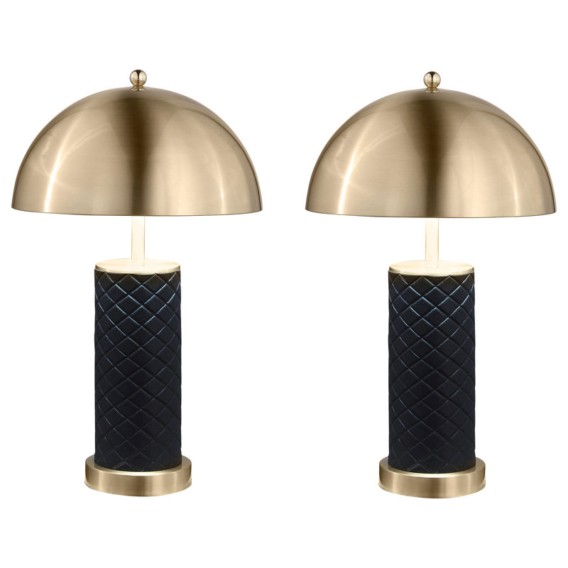 Ensemble de 2 lampes de table dôme matelassées noires Mantova