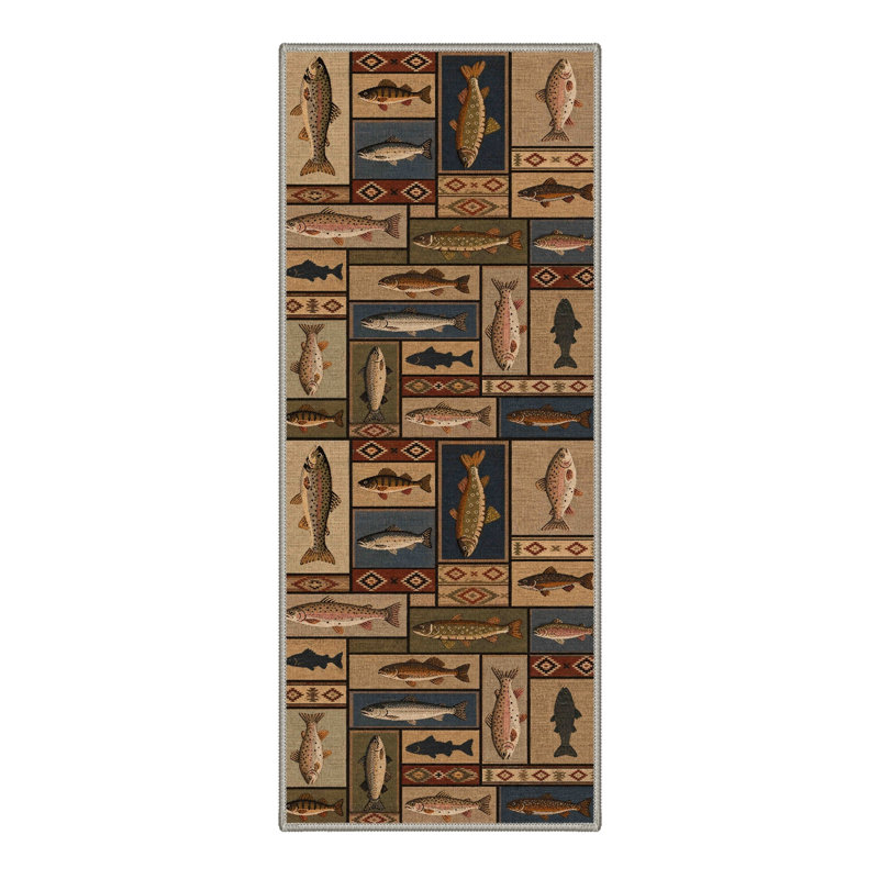 Tapis de couloir brun / noir lavable à la machine avec envers antidérapant, Tapis de couloir de 2 pi x 7 pi