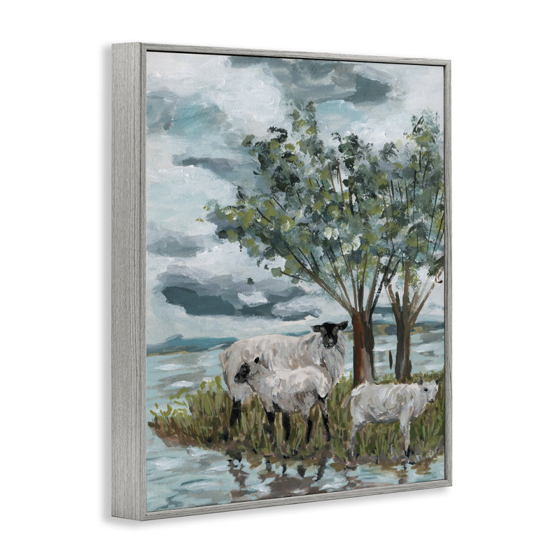 Scène traditionnelle de mouton, art giclée par Melissa Wang, Estampe numérique Farmhouse, H 14 po x l 11 po