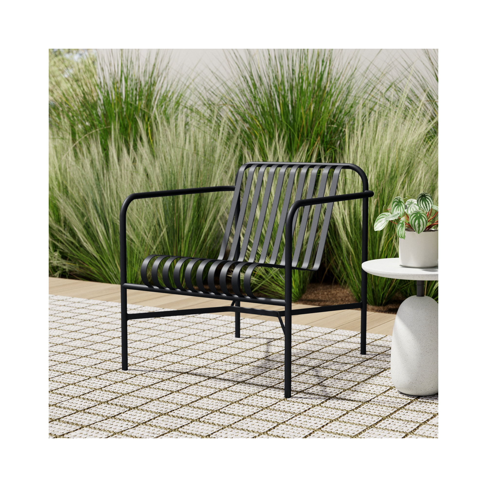 Abra Outdoor Lounge Chair, Black