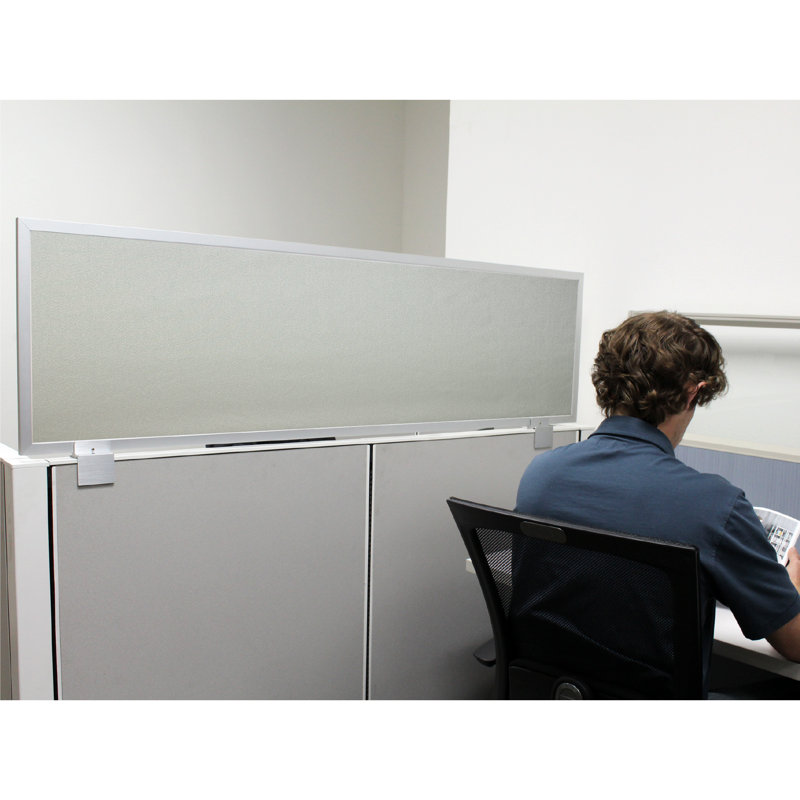 Acoustical Cubicle Mounted Privacy Panel with Large Bracket, 24" H x 48" W x 0.63" D, Overcast, Aluminum