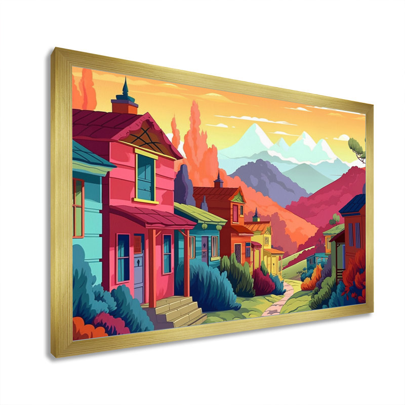 Quartier vibrant - Imprimé, Encadrement doré, H 34 po x l 44 po x P 1,5 po