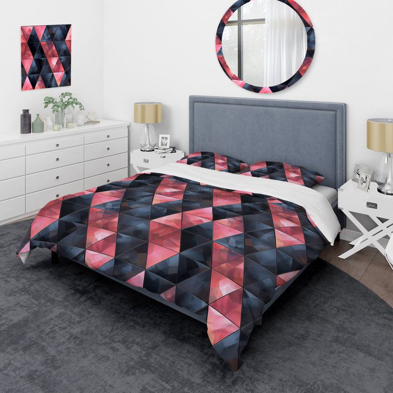 Ensemble de housse de couette Glam - Glam noir et rose, Housse de couette très grand + 2 taies décorativ
