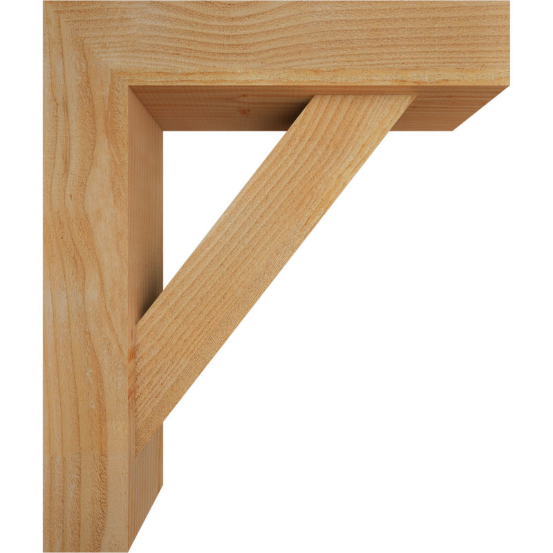 6"W x 22"D x 26"H Traditional Block Rough Sawn Bracket w/ Offset Brace, Douglas Fir, 26 x 22, 6"W Douglas Fir (Rough Sawn)