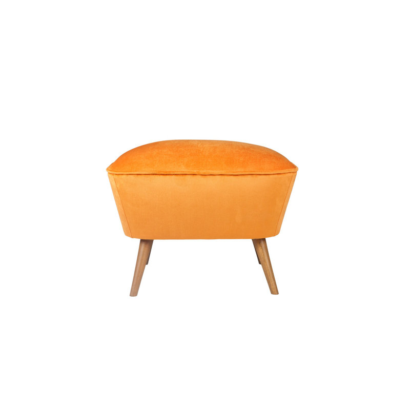 Élégant pouf orange, structure en bois massif, 22,4 po x 17,7 po x 17,7 po | Tissu 100% polyester facile à nettoyer, mousse 32% pour plus de confort | Parfait pour le salon et la chambre à coucher, conception moderne avec pieds en bois durables
