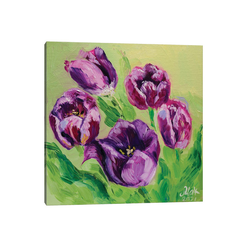 Purple Tulips by Nataly Mak - Gallery-Wrapped Canvas Giclée on Canvas, No Frame, 30.48 cm H x 30.48 cm W