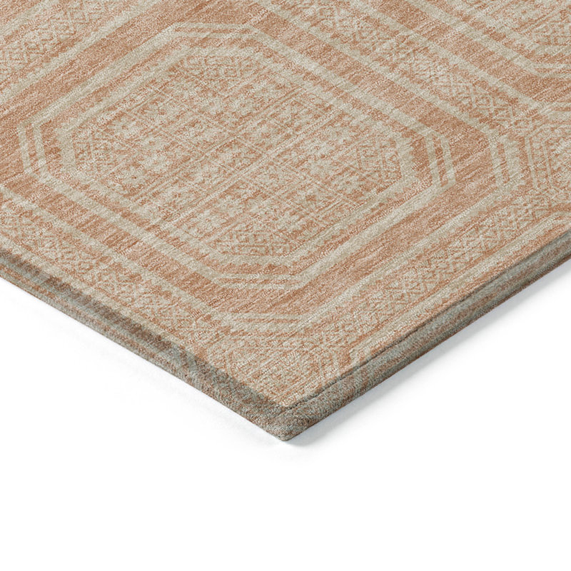 Tapis d'intérieur rond 8 po Peach And Beige
