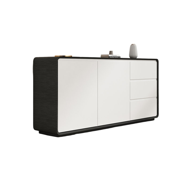 Modern Simple Solid Wood Sideboard, Black/White, 31.49" H x 59.05" W x 15.75" D