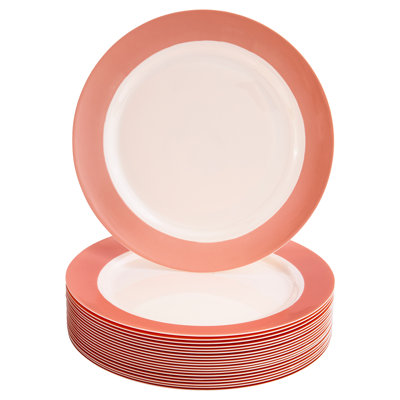 Plaques latérales jetables | Assiettes à gâteaux robustes en plastique | Élégante apparence de porcelaine fine | Collection Pastel - rosé (10 pièces - 7,5 po)