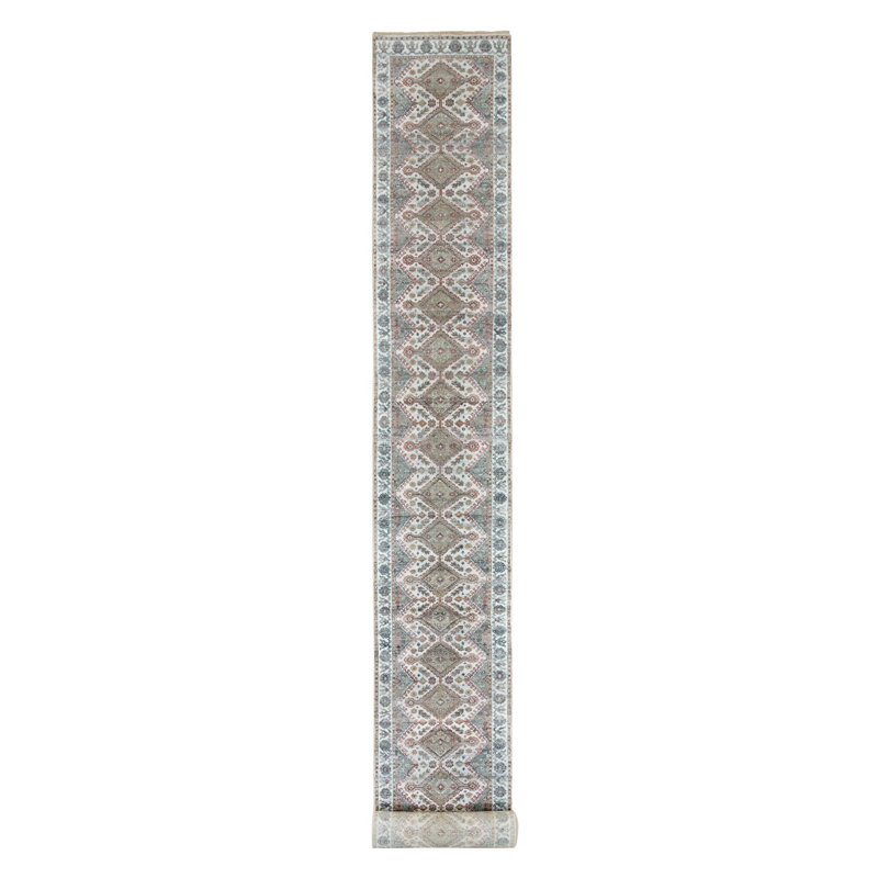 Tapis de couloir nouvel âge en laine 2 pi 7 po x 21 pi 9 po Roseleen