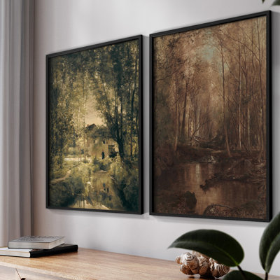 «Vintage Landscape VI», impression giclée sur cadre - ensemble de 2