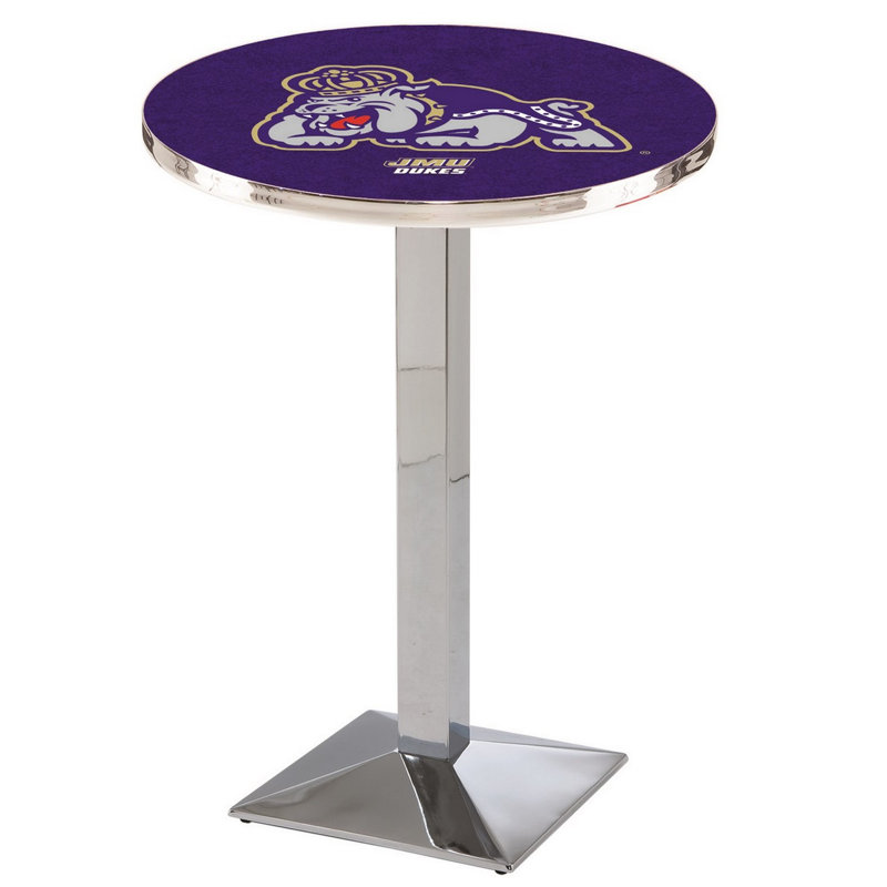 Round Metal Base Dining Table, Chrome, James Madison University