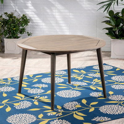 Table d'extérieur en bois gris, 46,98 po x 46,98 po, finition élégante simple, pour recevoir