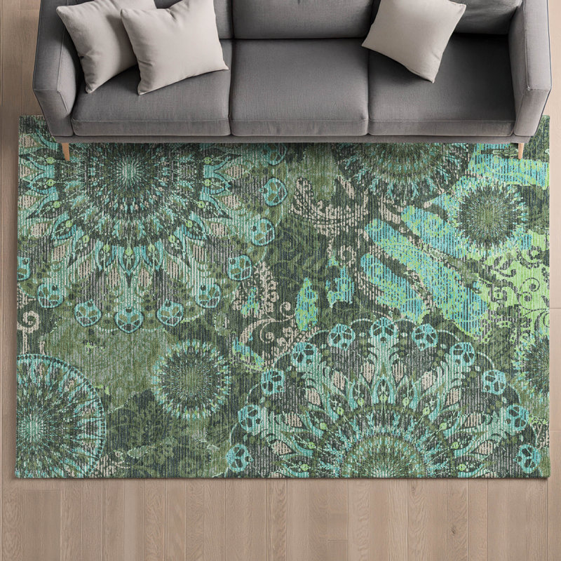 Tapis cachemire de qualité supérieure Mayfield AMF2335, Olive, 5 pi x 7 pi 6 po