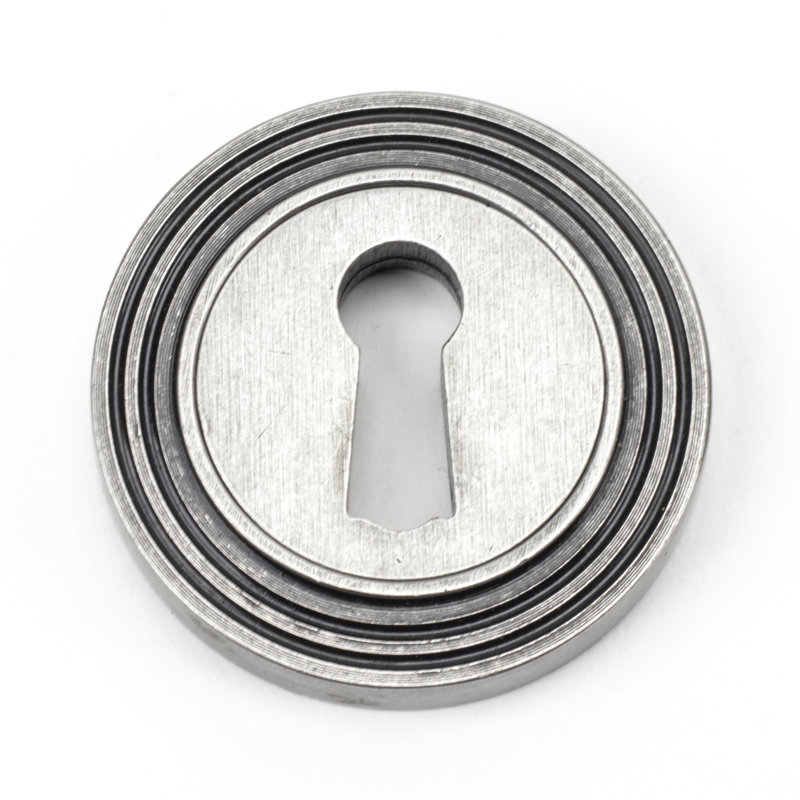 Concealed, Beehive Round Escutcheon Door Accessory, Pewter Patina