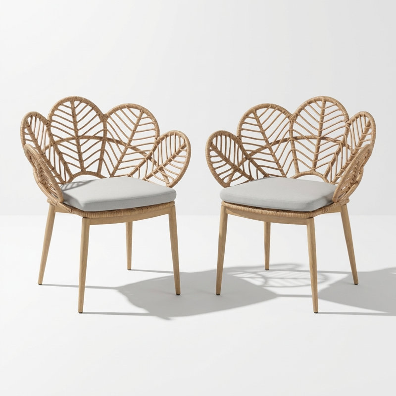 Ensemble de 2 chaises d'extérieur en forme de paon en osier d'extérieur avec structure durable et résistante aux intempéries