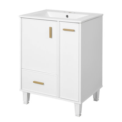 Meuble-lavabo 24 po avec lavabo, armoire de salle de bain avec tablette de porte 24 po