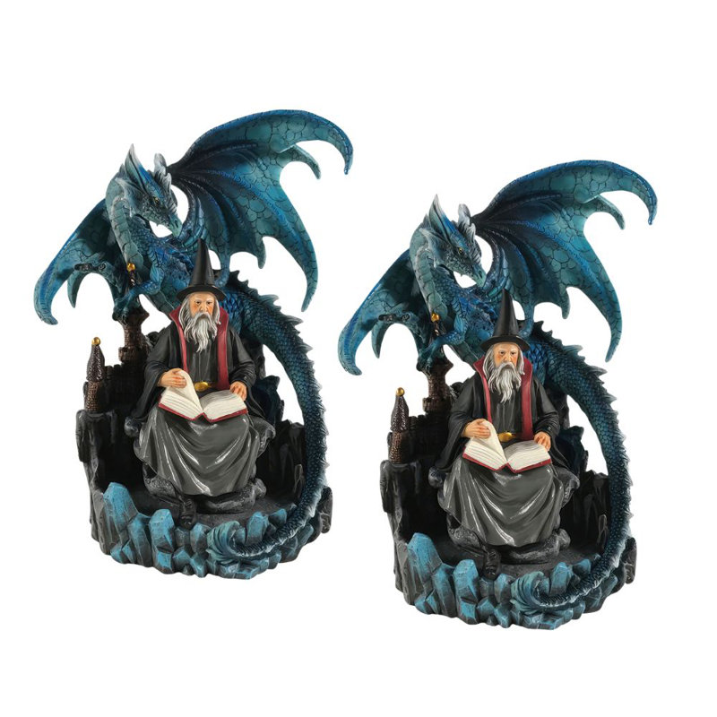 "Ensemble de 2 pièces" ICE ARMOUR 10 "H avec figurine de dragon bleu et ornement décoratif pour la maison / la pièce