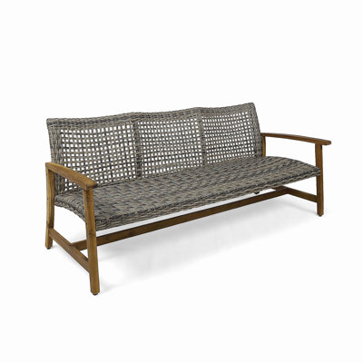 HAMPTON WOOD + WICKER 3 SEATER