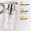 Luminaire de meuble-lavabo de salle de bain en nickel brossé avec verre martelé ensemencé, fixation murale antirouille, 3 lumières au-dessus du miroir