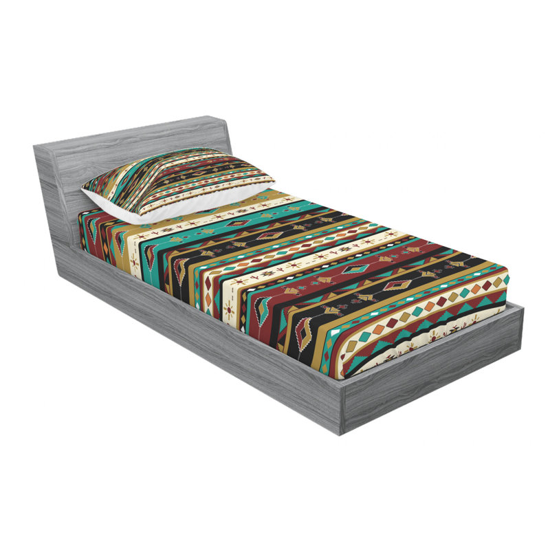 Microfiber Geometric Sheet Set, Twin XL Sheet Set with Fitted Sheet