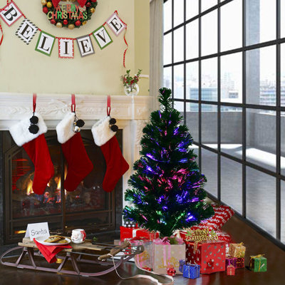 Arbre de noël artificiel pin vert 3 pi avec 10 lumières multicolores