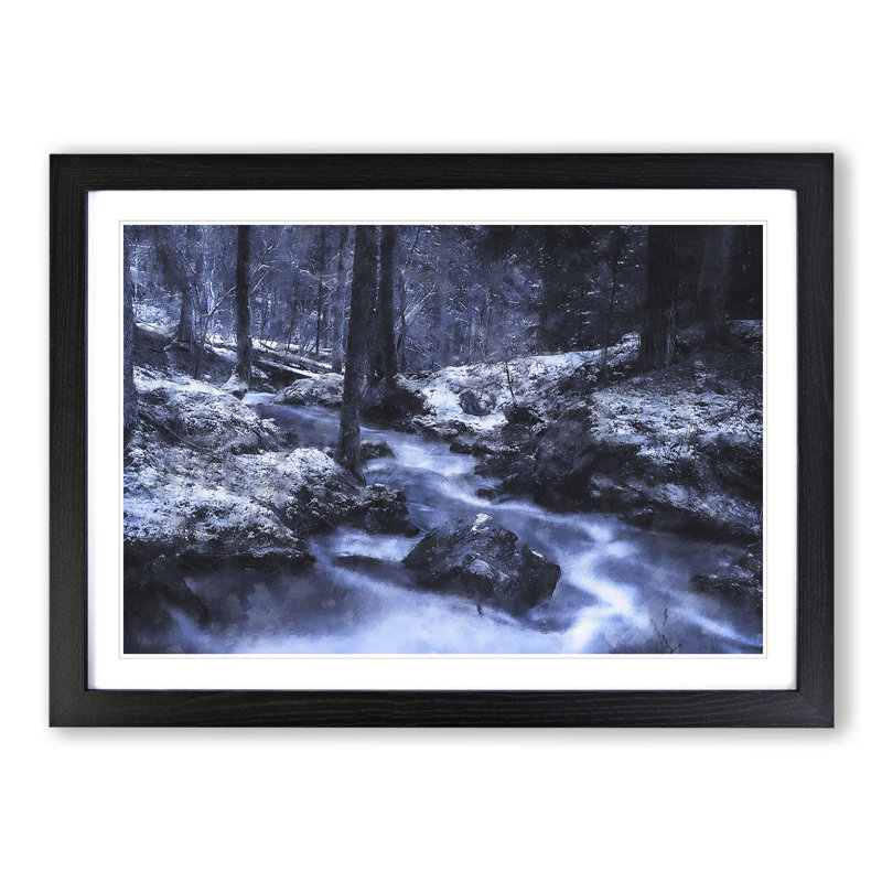 Forest Stream Vol.1 - Framed Print, 48cm H x 65cm W x 2cm D, Black Framed