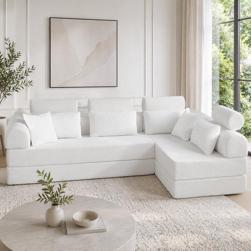 L shape Modular Sectional Sofa, Beige