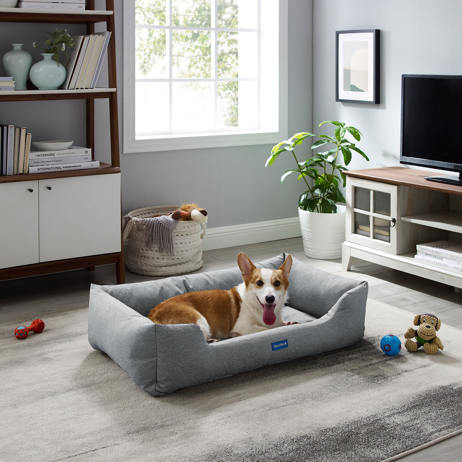 Missy Pet Bed, Large (45.28" W x 27.56" D x 10" H), Navy Blue