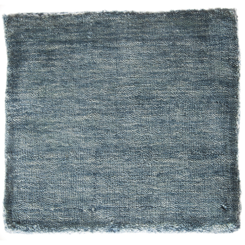 Alrun Minimalist Art Silk Aqua Rug, Square 12'