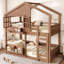 Lit superposé simple / lit mezzanine avec bibliothèque, style maison, clôture de sécurité de haute qualité, naturel-1628703162-1628703165