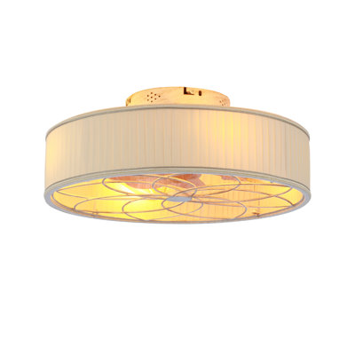 Ventilateur de plafond 20 po en tissu Farmhouse sans lame avec télécommande pour salon, chambre à coucher, cuisine - AMPOULES NON INCLUSES - Blanc mat