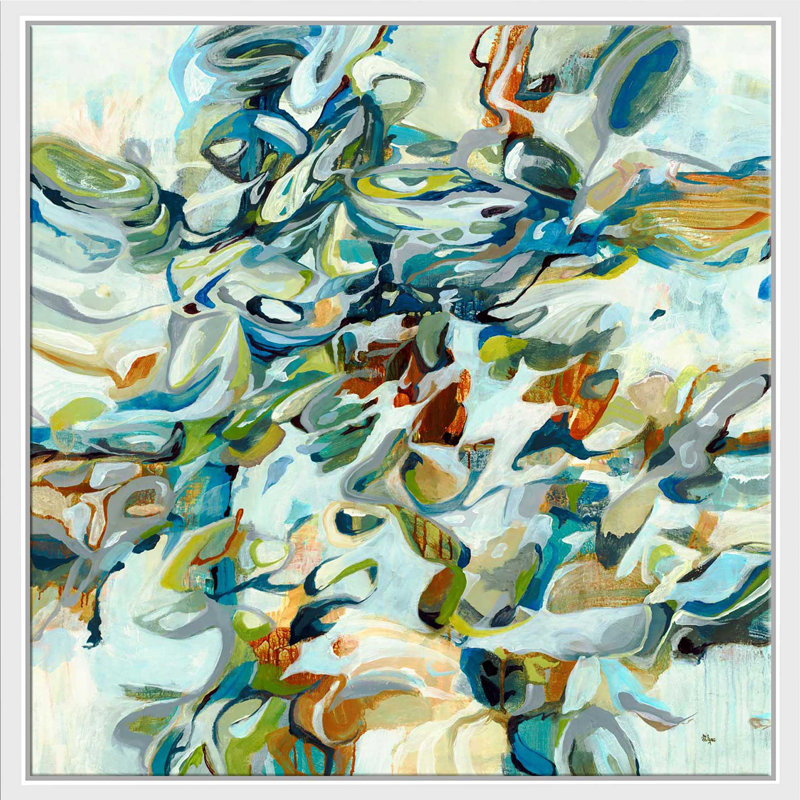 In the Flow III - peinture à cadre flottant, Cadre flottant blanc, H 27,5 po x l 27,5 po x P 2 po