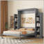 Lit escamotable moderne avec tablettes et lumières DEL Modern-47073186-47073187