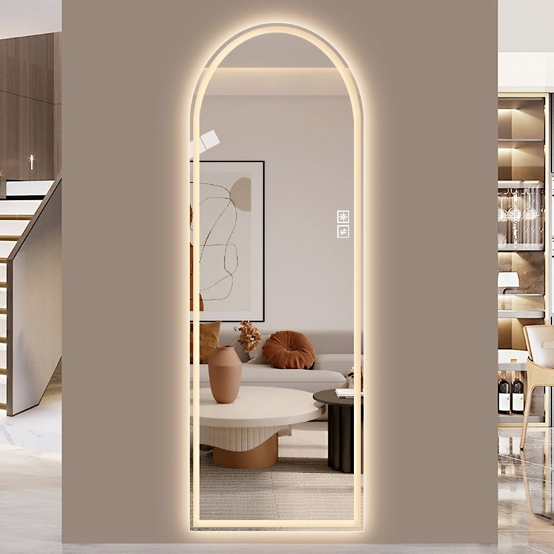 Miroir pleine longueur à DEL arqué, à intensité variable, haute définition et antidéflagrant