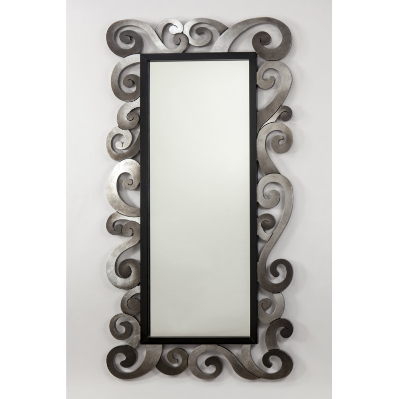 Hand Painted Silver and Black Full Length Engineered Wood Mirror