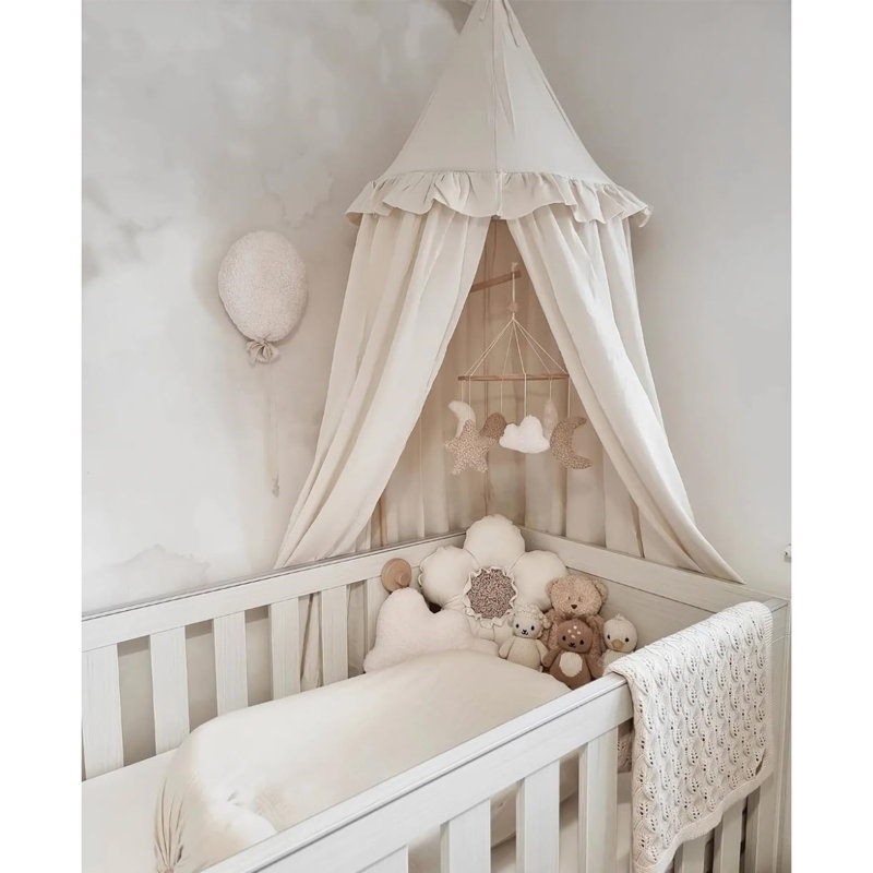 Frilled Bed Canopy With Ruffles, 50 X 240Cm (Ivory)