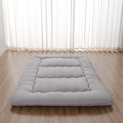 Zelladorra Japanese Floor Mattress, Futon Mattress with Portable Storage Bag and Washable Cover, Roll Up Thick Tatami Mat Suitable for Camping, Guest Room, Grey, Twin