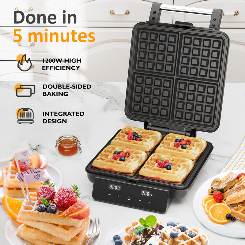 Green4ever Non Stick Waffle Maker With Lcd Screen 