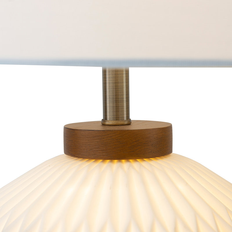 Moraga 24" Bone Porcelain and Walnut Table Lamp