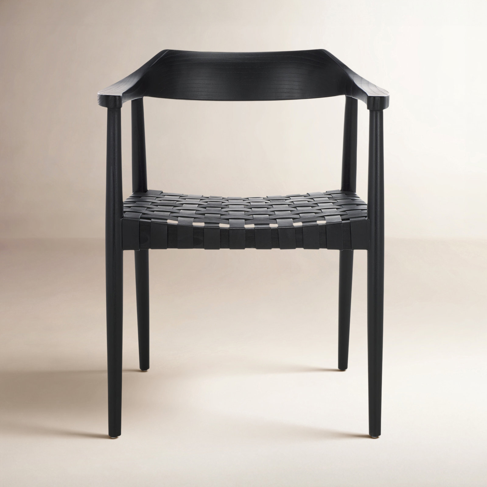 Noreen Accent Chair, Black Genuine Leather, Black